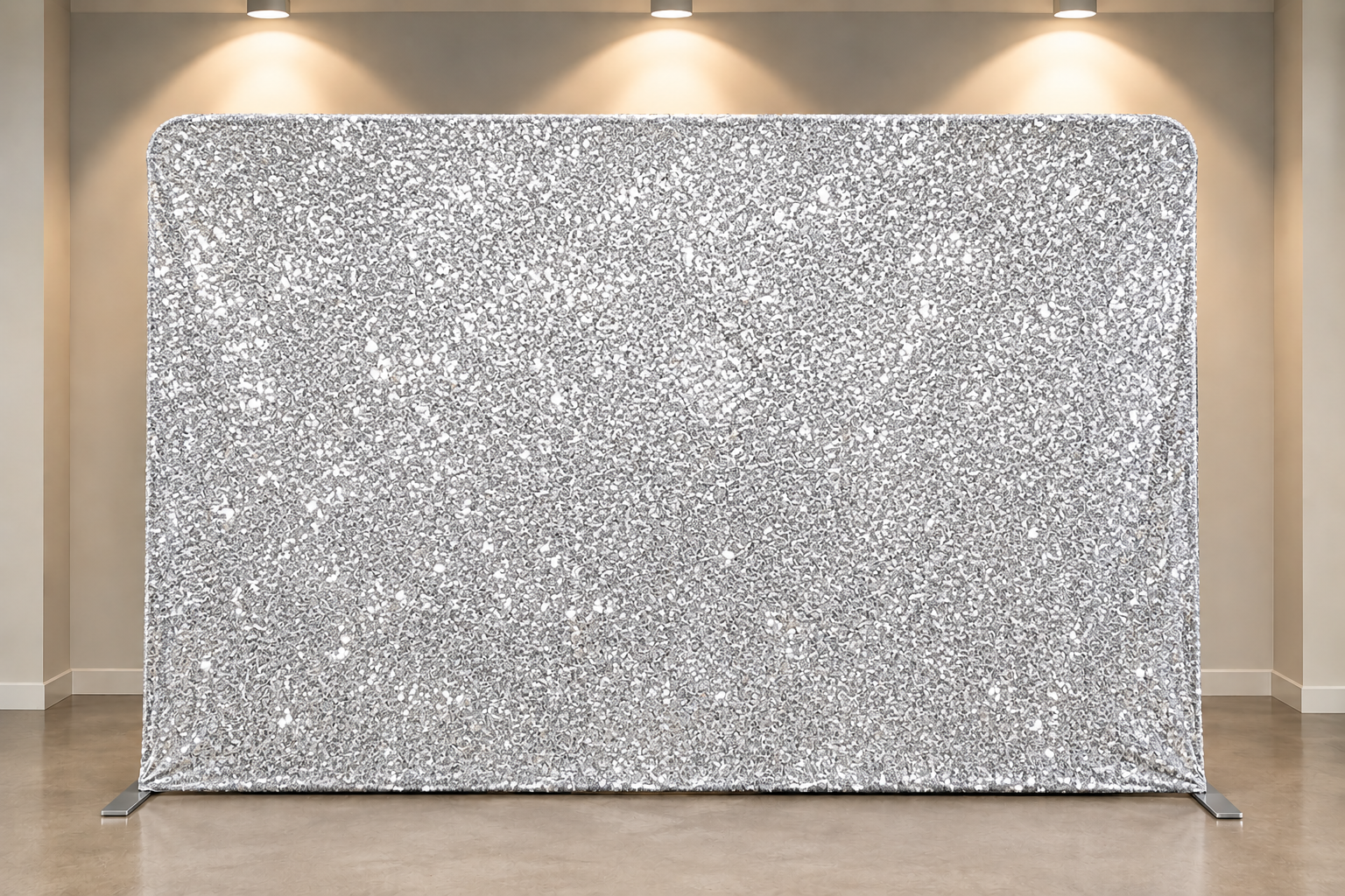 Silver sparkle photo booth backdrop available from Art Booth Seattle