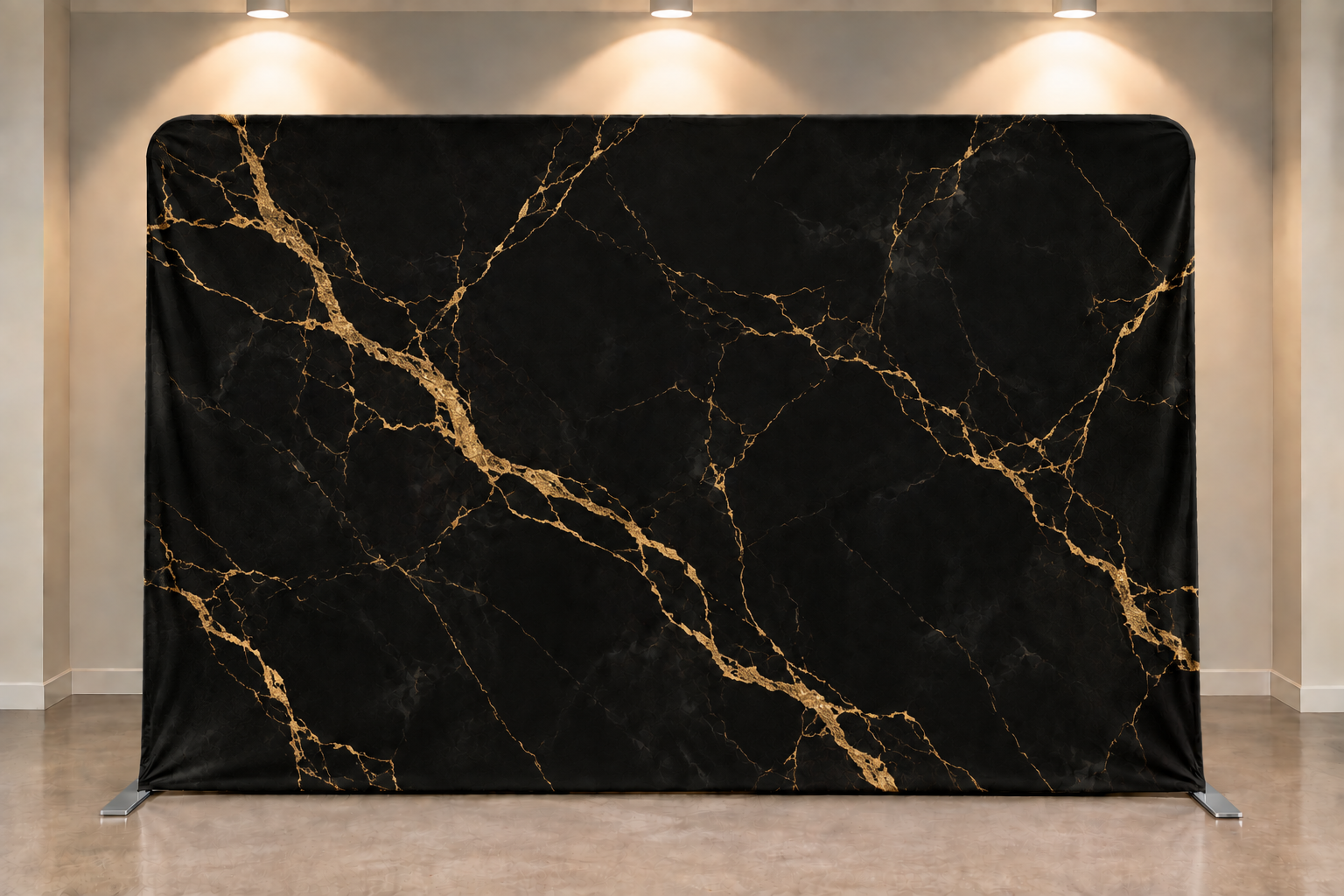 Black and gold marble photo booth backdrop available from Art Booth Seattle