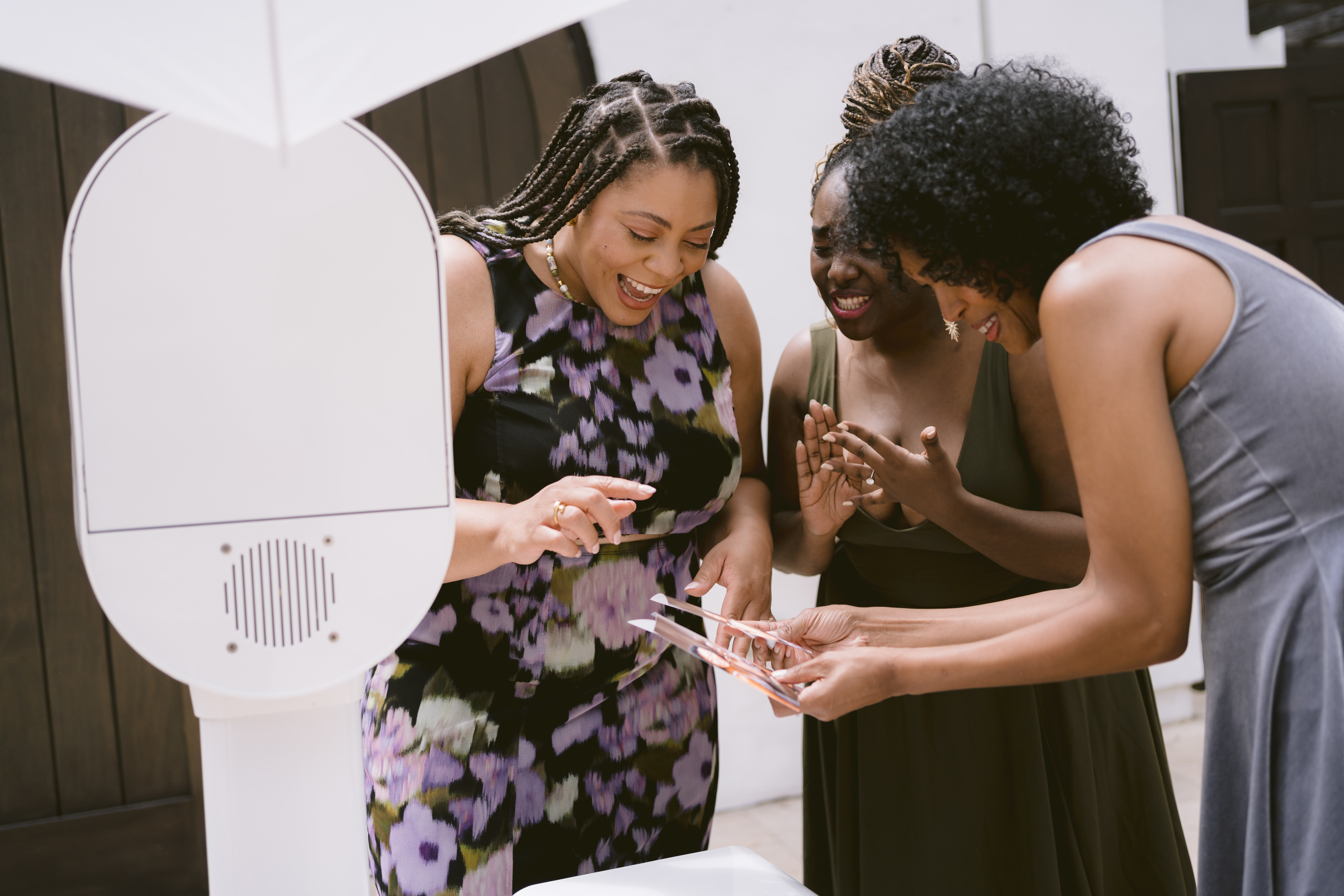 Guests posing for a corporate photo booth experience