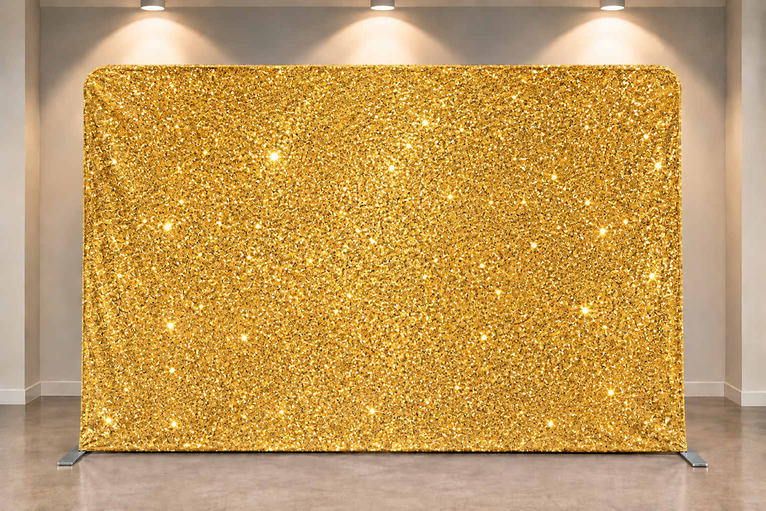 Gold sparkle photo booth backdrop available from Art Booth Seattle