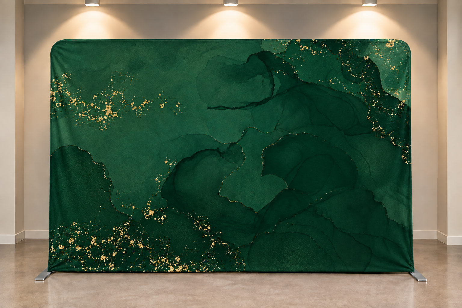 Emerald and gold photo booth backdrop available from Art Booth Seattle