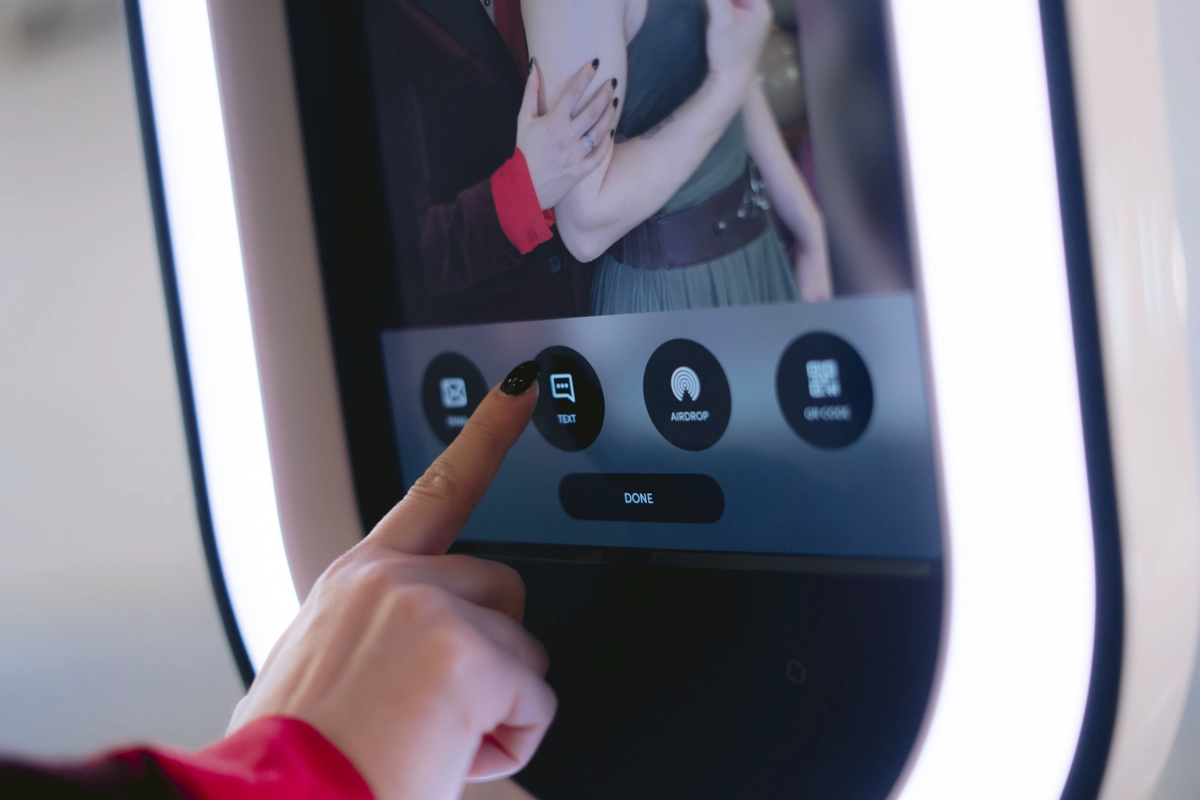 Guest using instant sharing options on a photo booth