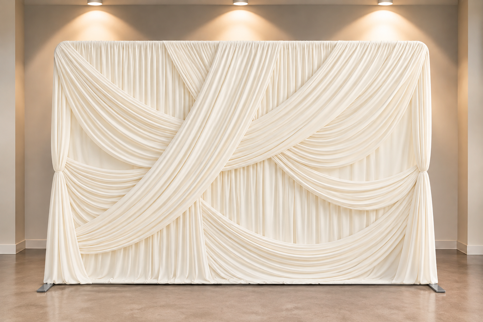 Ivory draped photo booth backdrop available from Art Booth Seattle